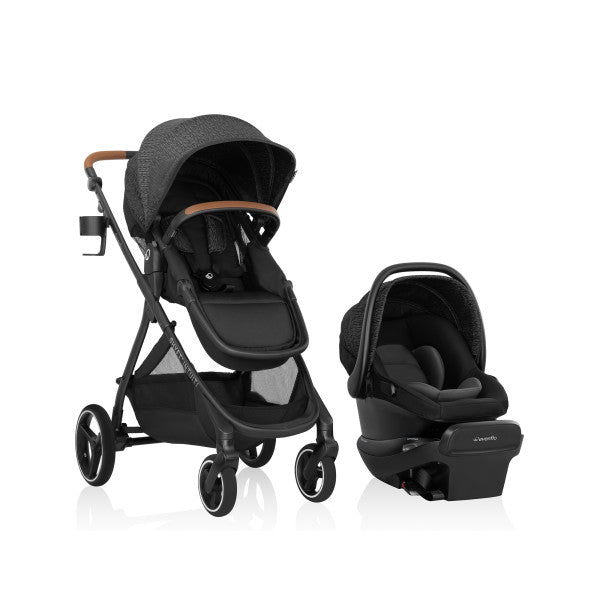 Evenflo Shyft Intuiti Travel System with Revolve180 LiteMax NXT Rotational Infant Car Seat (Black Shale)