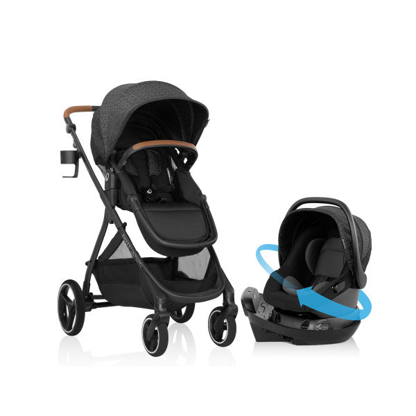 Evenflo Shyft Intuiti Travel System with Revolve180 LiteMax NXT Rotational Infant Car Seat (Black Shale)