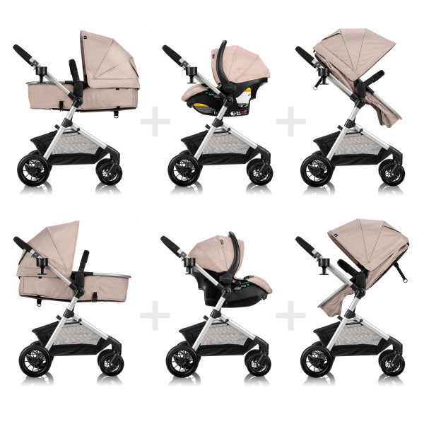 Evenflo Pivot Modular Travel System With SafeMax Car Seat - Sandstone Beige