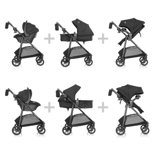 Evenflo Omni Ultra Travel System with Revolve180 LiteMax NXT Rotational Infant Car Seat - Caviar Black