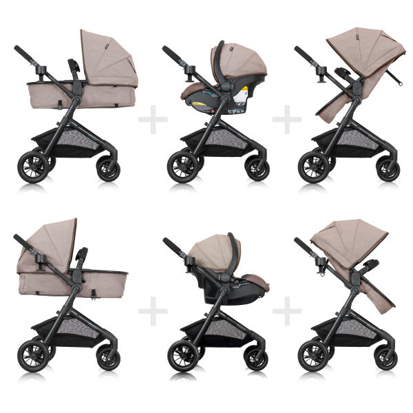Evenflo - Pivot Modular Travel System with LiteMax Infant Car Seat with Anti-Rebound Bar (DESERT TAN)