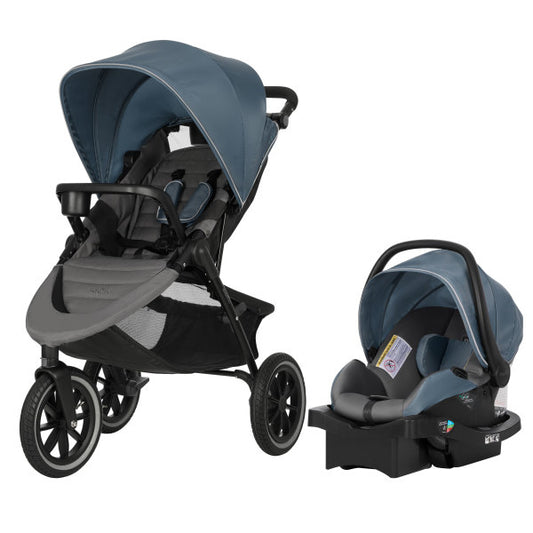 Evenflo - Folio3 Stroll & Jog Travel System With LiteMax 35 Infant Car Seat Skyline Blue