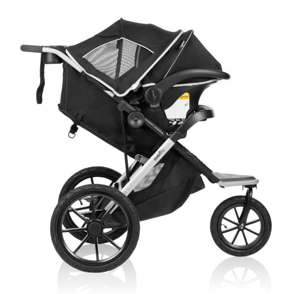 🔥 HOT DEAL 🔥 Evenflo - Victory Plus Jogging Stroller Travel System with LiteMax Infant Car Seat (Gray Scale)