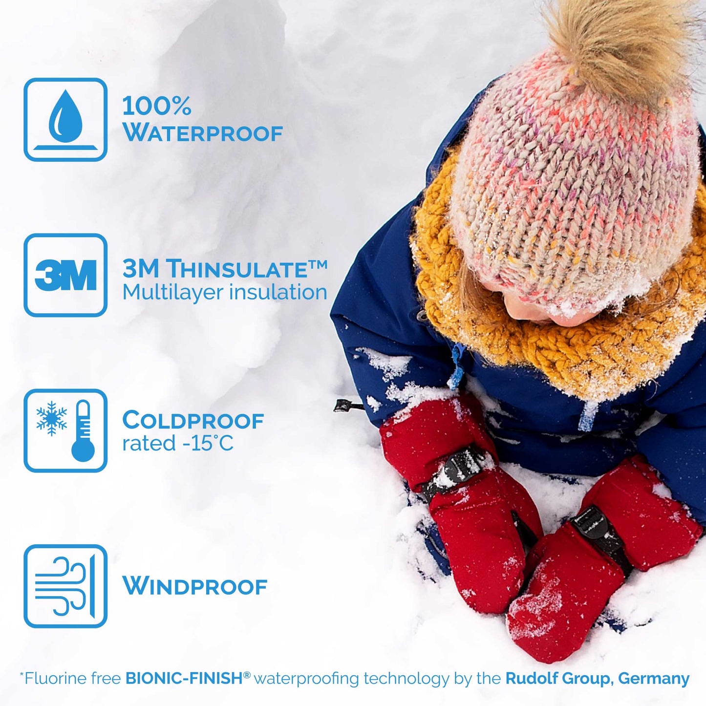 Jan + Jul - Toasty-Dry Waterproof Snow Mittens - Soft Brown