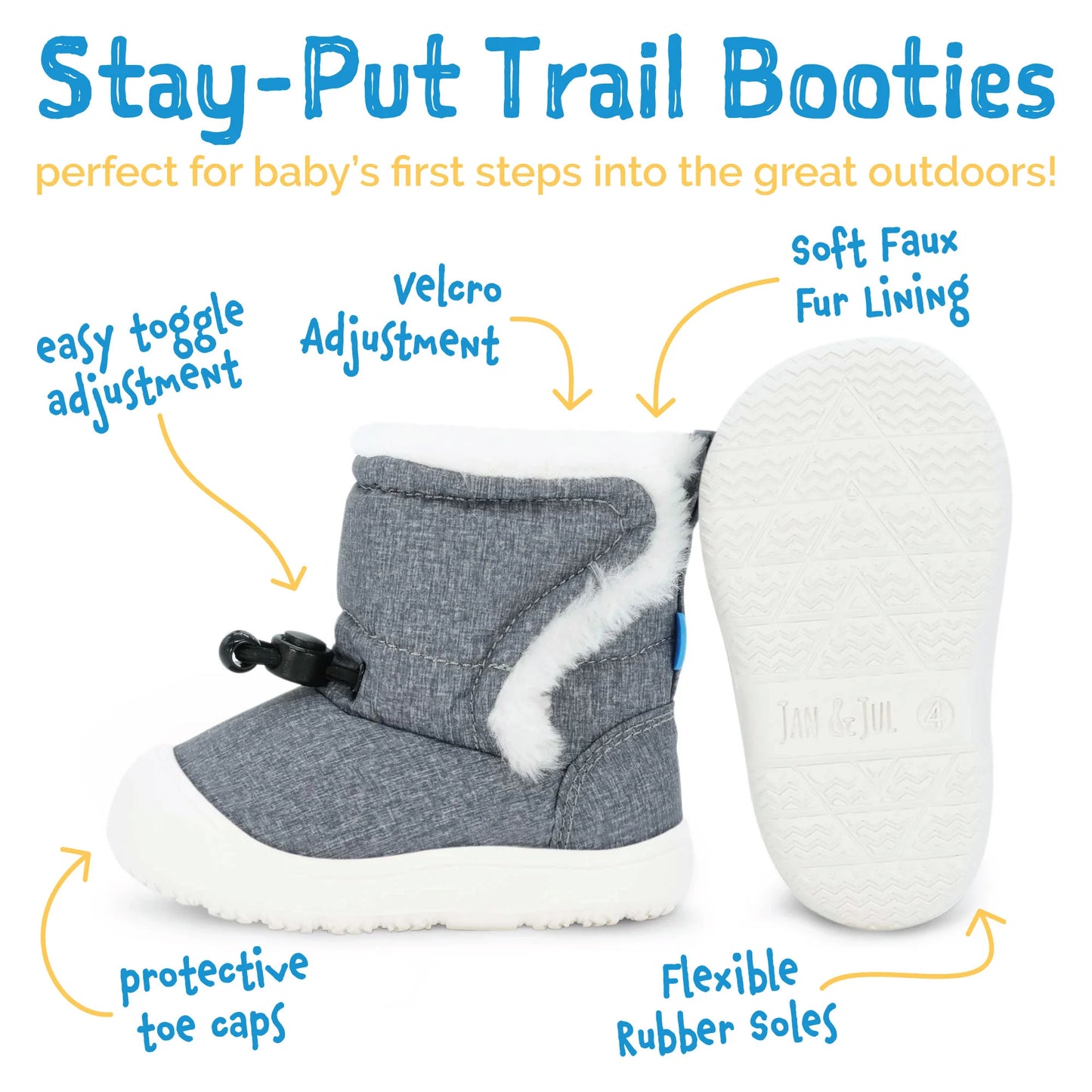 Jan + Jul - Stay Put Trail Booties - Navy Forest