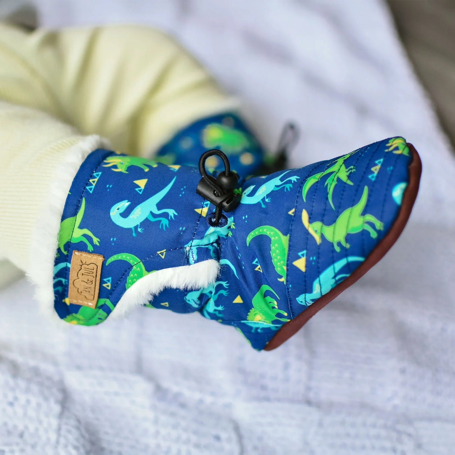 Jan + Jul - Stay Put Winter Baby Booties - Space Dinos