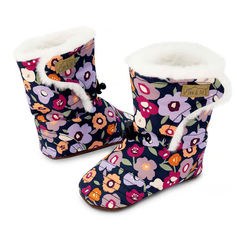 Jan + Jul - Stay Put Winter Baby Booties - Winter Flowers