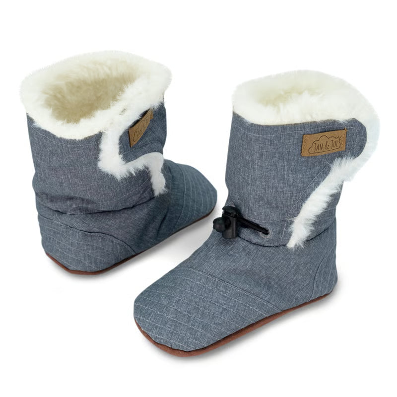 Jan + Jul - Stay Put Winter Baby Booties - Heathered Grey
