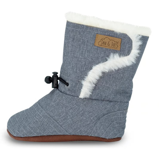 Jan + Jul - Stay Put Winter Baby Booties - Heathered Grey