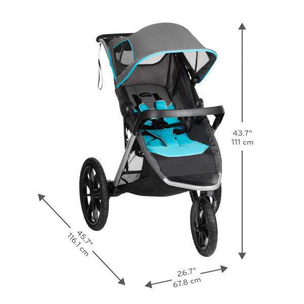 🔥 HOT DEAL 🔥 Evenflo - Victory Plus Jogging Stroller Travel System with LiteMax Infant Car Seat Malibu