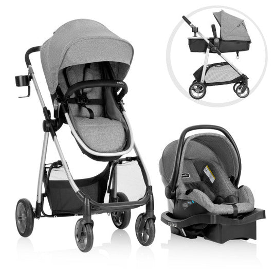 Evenflo - Omni Plus Modular Travel System with LiteMax Sport Rear-Facing Infant Car Seat (Mylar Gray)