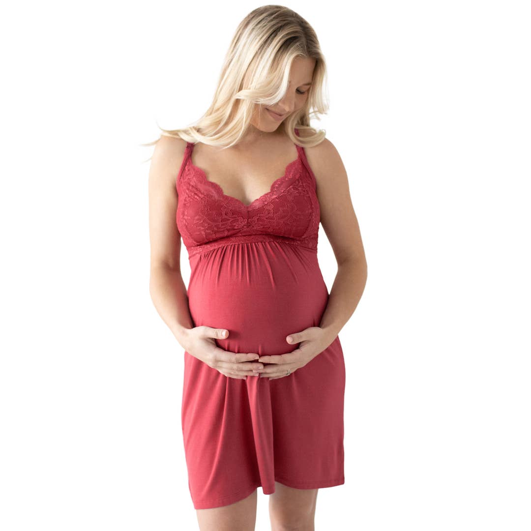 Maternity Robe Nightgown Pregnant Women Nursing Nightwear Lace