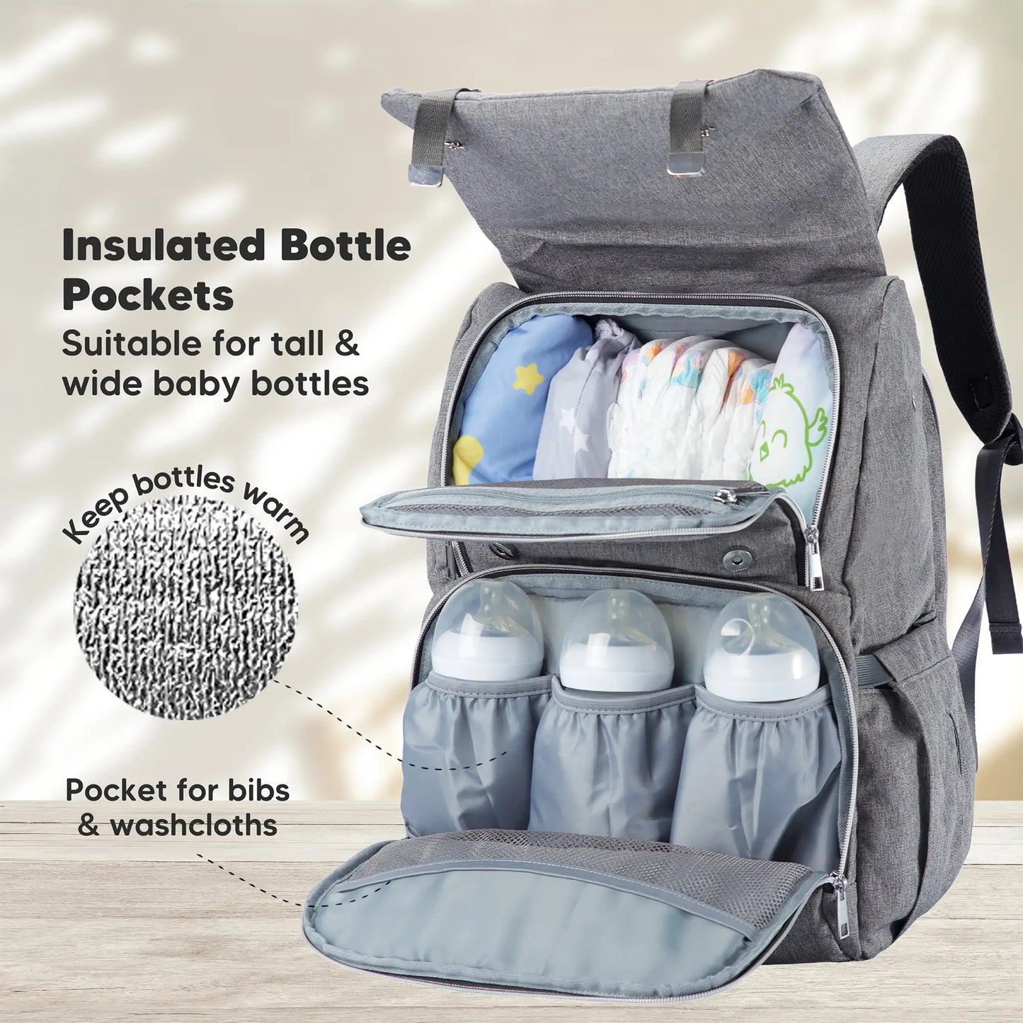 KeaBabies - KeaBabies Explorer Diaper Bag Backpack (Classic Gray) (7378801033394)