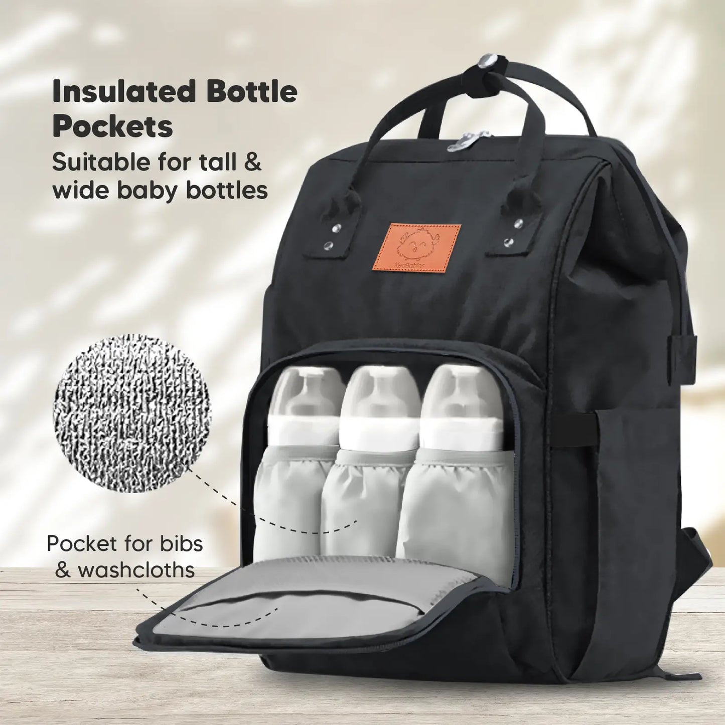 KeaBabies - KeaBabies Original Diaper Bag Backpack (Trendy Black) (7378801164466)