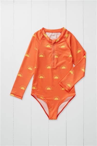 Grass & Air - Sun Print Kids Long Sleeve Swimsuit