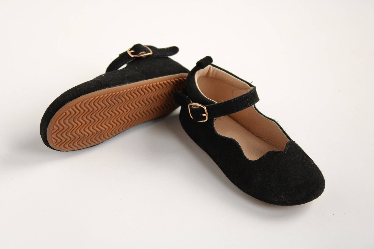 Black Suede Scalloped Flats (7196838461618)