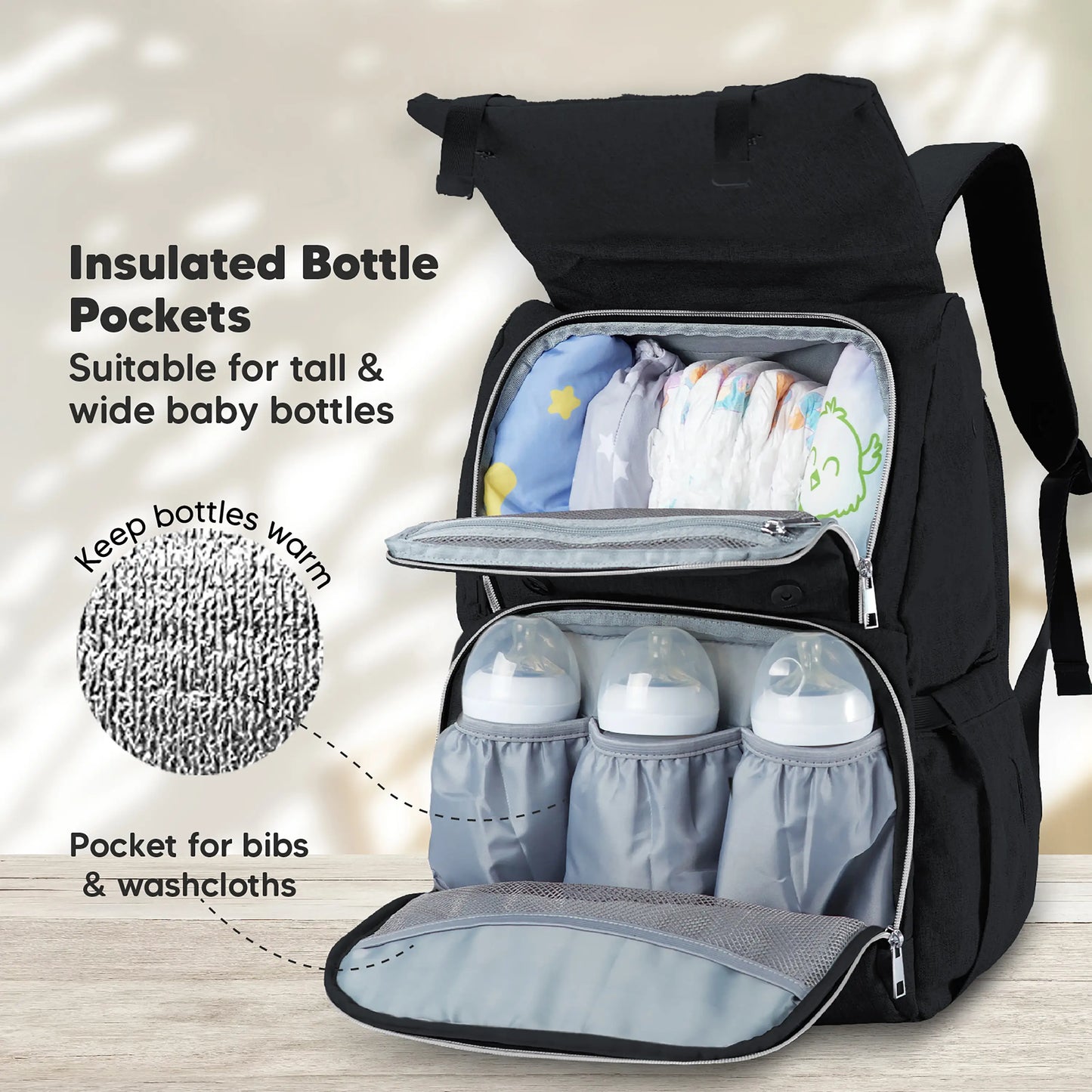 KeaBabies - KeaBabies Explorer Diaper Bag Backpack (Trendy Black) (7378800804018)