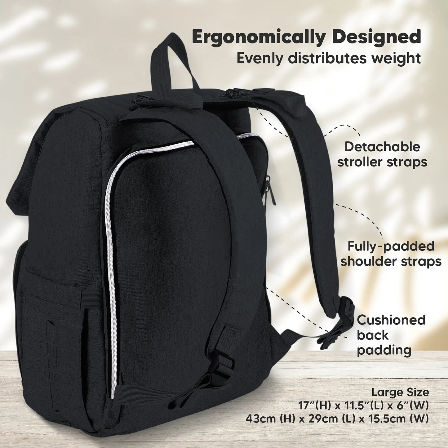 KeaBabies - KeaBabies Explorer Diaper Bag Backpack (Trendy Black) (7378800804018)