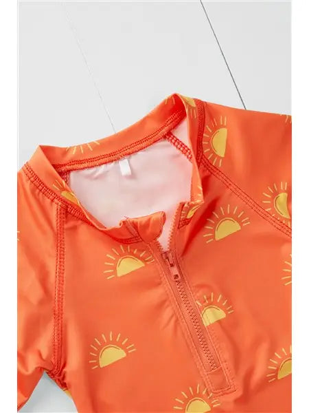 Grass & Air - Sun Print Kids Long Sleeve Swimsuit