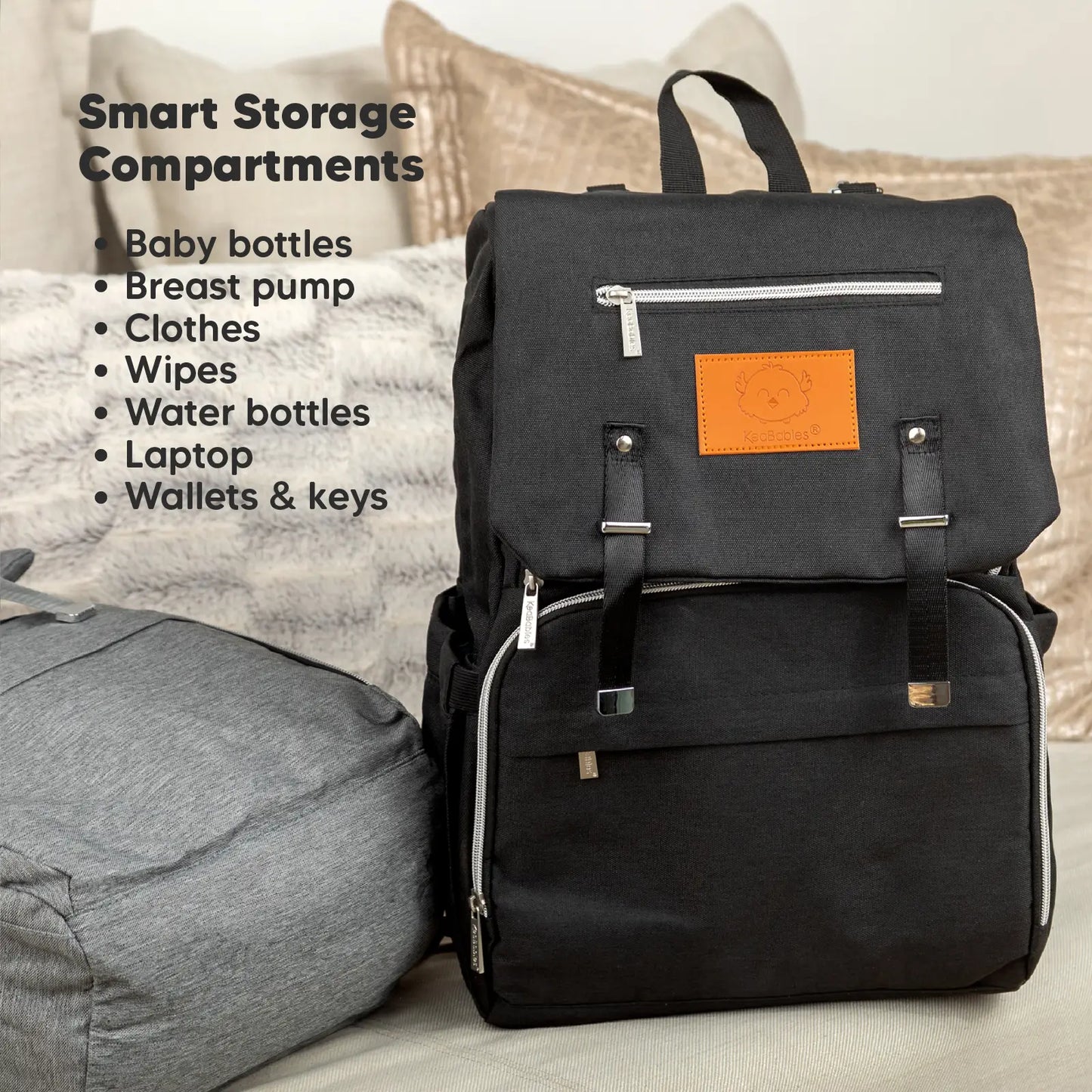 KeaBabies - KeaBabies Explorer Diaper Bag Backpack (Trendy Black) (7378800804018)