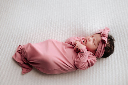 Three Little Tots - Knotted Newborn Gown - Rose