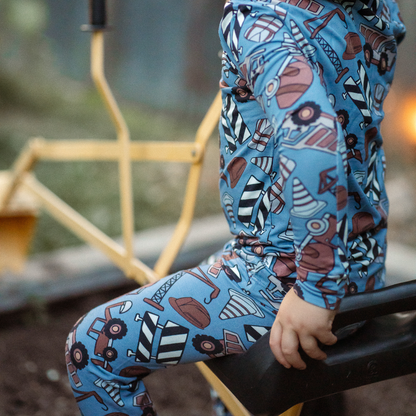 Pip + Phee - 2 Piece Bamboo Sets | LE Prints #4: Teal-smiley / 18-24M / Long Sleeves/Long Pants