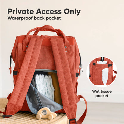 KeaBabies - Original Diaper Bag Backpack, Baby Bags with Changing Pad: Rustic Red