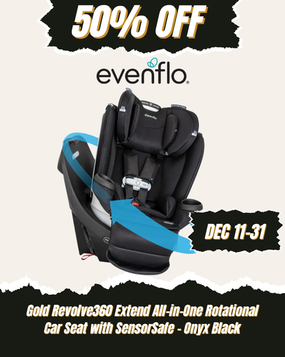 EVENFLO Gold Revolve360 Extend All-in-One Rotational Car Seat with SensorSafe (Onyx Black)