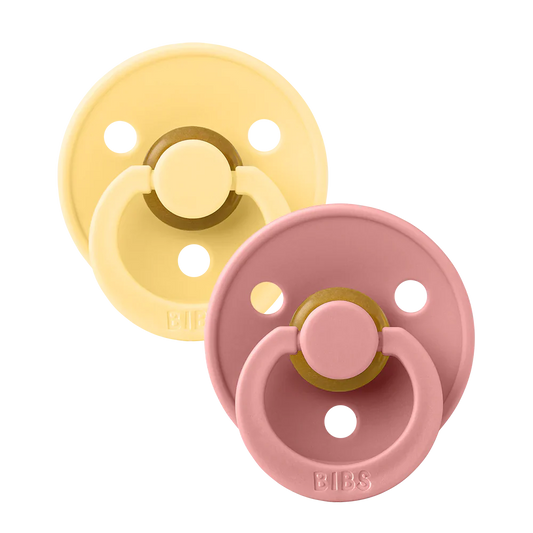 BIBS - Latex Pacifier 2 Pack - Pale Butter / Dusky Pink
