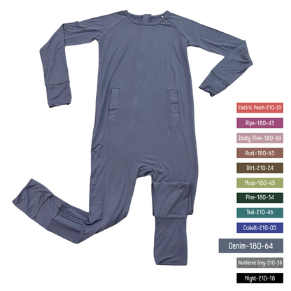 Little Locals PALS  Sleep + Play Long Sleeve Romper - Denim