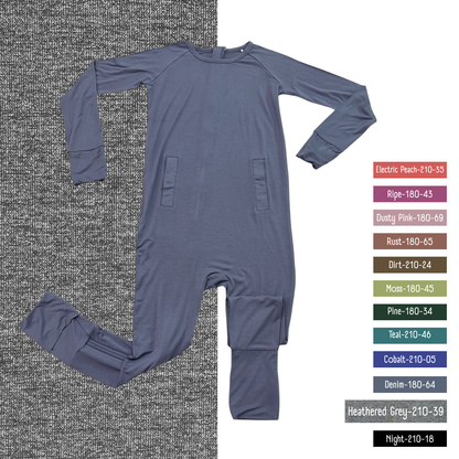 Little Locals PALS  Sleep + Play Long Sleeve Romper - Heathered Grey