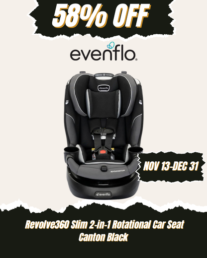 EVENFLO Revolve360 Slim 2-in-1 Rotational Car Seat (Canton Black)