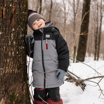 Perlimpinpin - Two Piece Kid Snowsuit - Black + Slate + Grenat