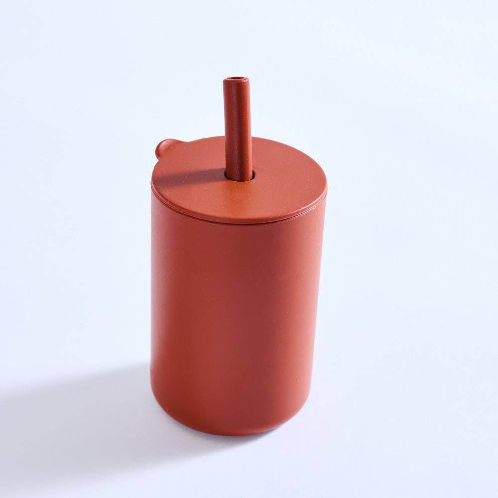 Milk Addict - Milk Addict Silicone Cup And Straw Set: Dusty Rose