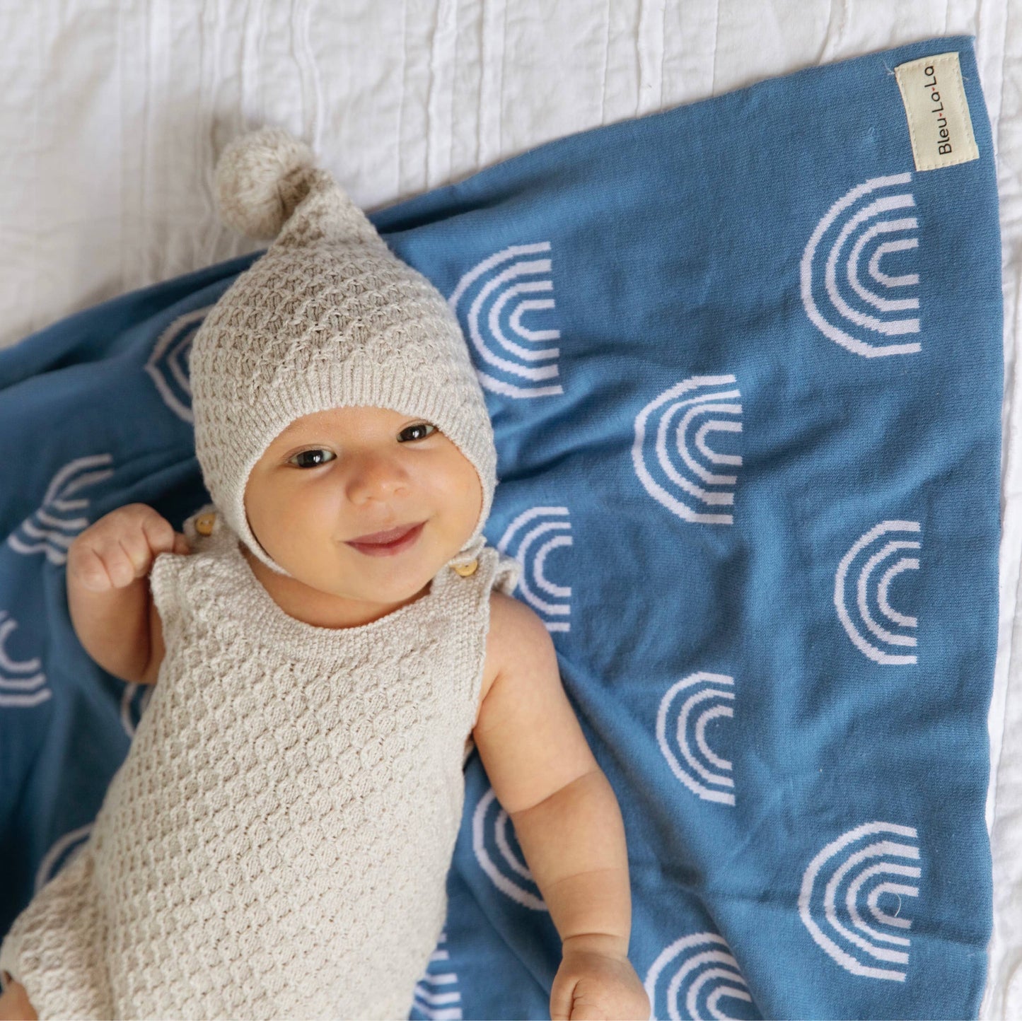 Bleu La La - 100% Luxury Cotton Swaddle Receiving Baby Blanket - Rainbow: Grey