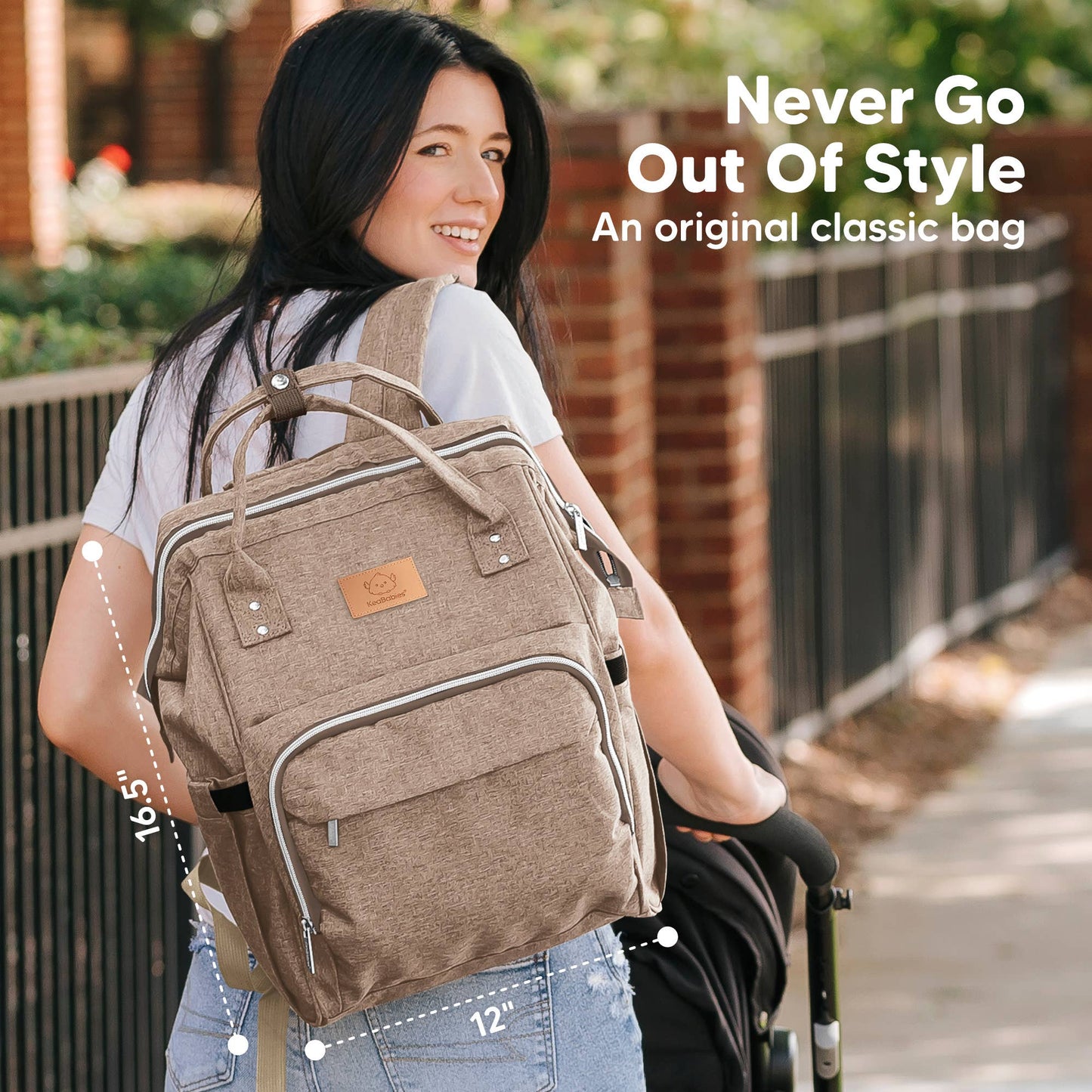 KeaBabies - Original Diaper Bag Backpack, Baby Bags with Changing Pad: Coffee Brown