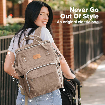 KeaBabies - Original Diaper Bag Backpack, Baby Bags with Changing Pad: Coffee Brown