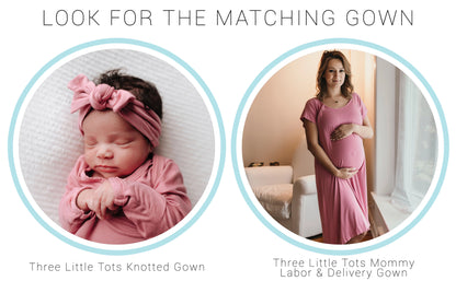Three Little Tots - Knotted Newborn Gown - Rose
