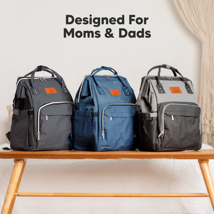 KeaBabies - Original Diaper Bag Backpack, Baby Bags with Changing Pad: Marine Blue