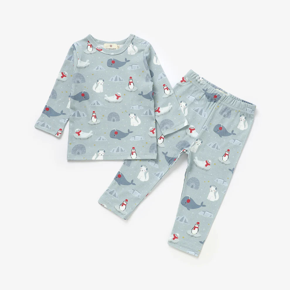 Arctic Friends Organic Cotton Two-Way Zipper Baby Romper