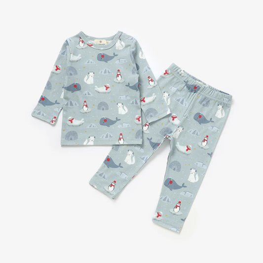 Arctic Friends Organic Cotton Two-Way Zipper Baby Romper