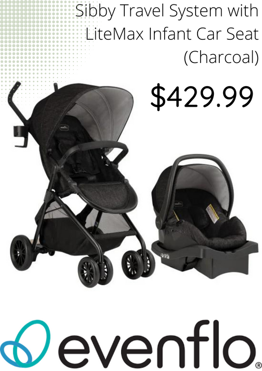 *NEW* Evenflo - Sibby Travel System with LiteMax Infant Car Seat (Charcoal)