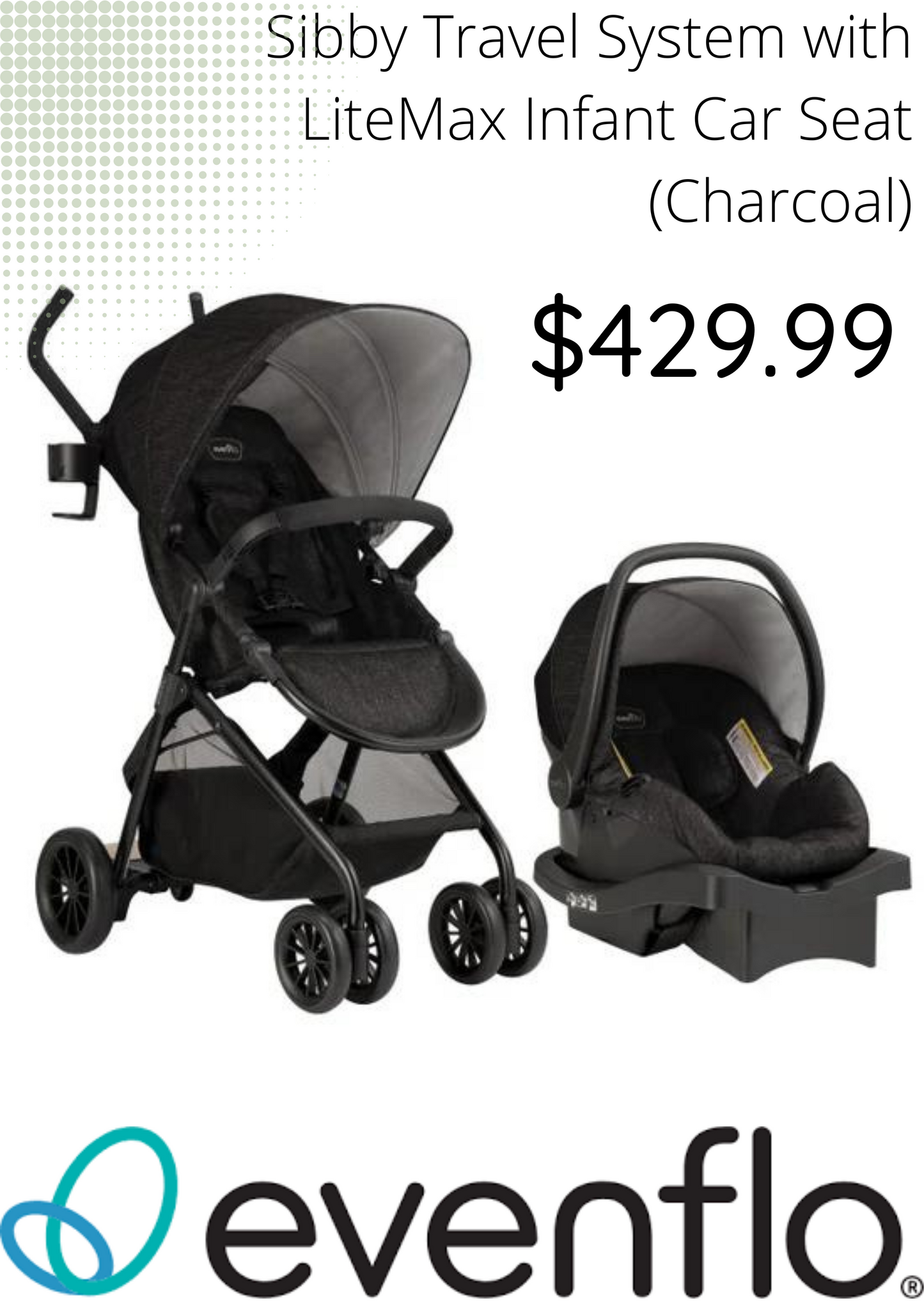 Evenflo - Sibby Travel System with LiteMax Infant Car Seat (Charcoal)