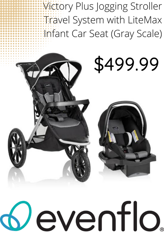 *NEW* Evenflo - Victory Plus Jogging Stroller Travel System with LiteMax Infant Car Seat (Gray Scale)