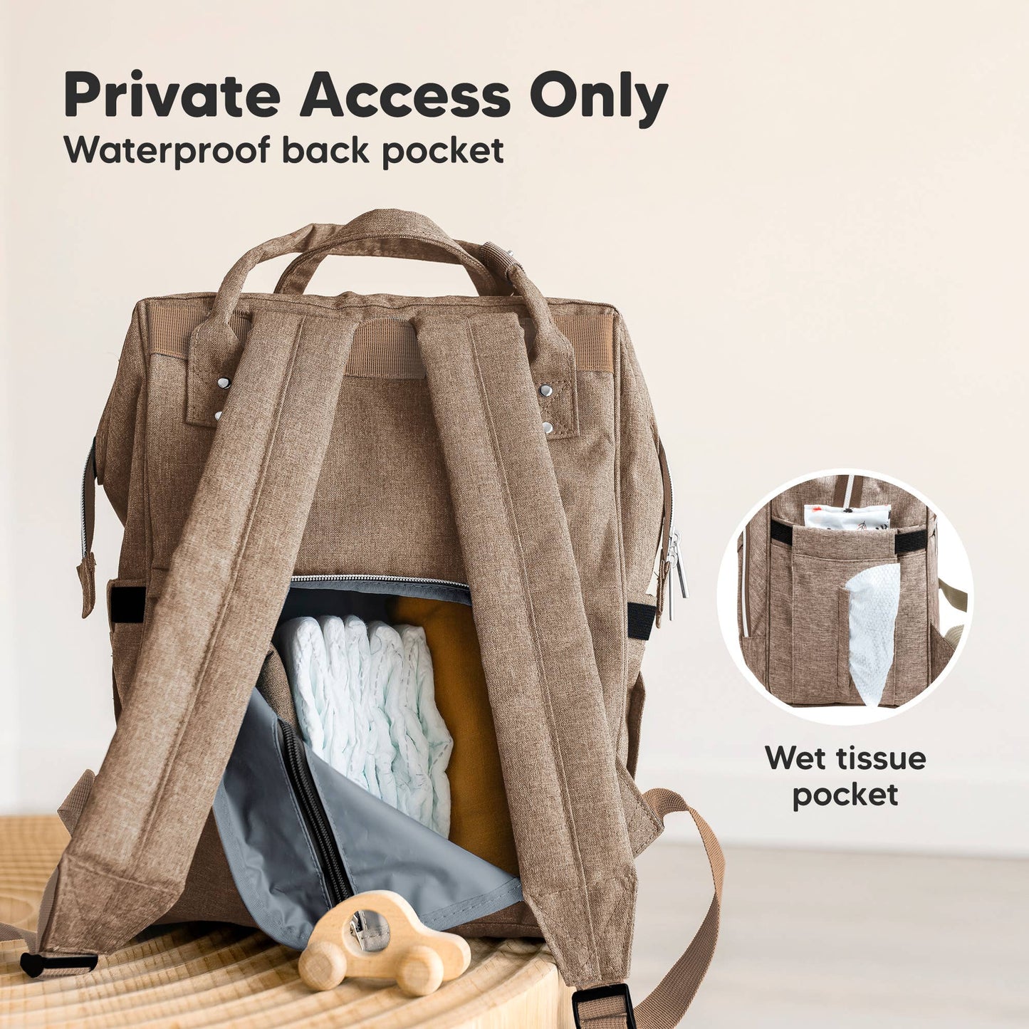 KeaBabies - Original Diaper Bag Backpack, Baby Bags with Changing Pad: Coffee Brown
