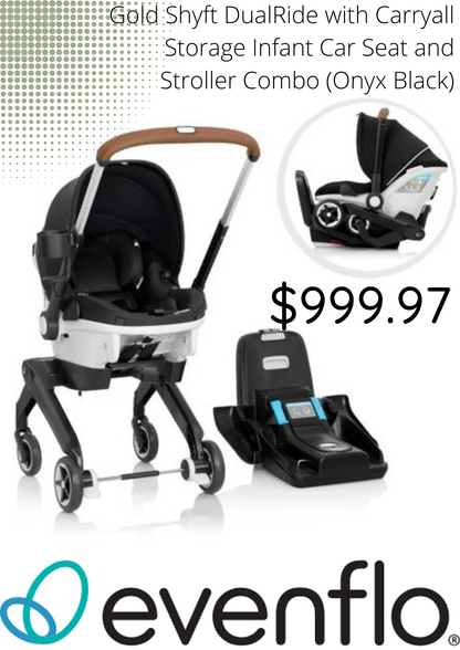 Evenflo - Gold Shyft DualRide with Carryall Storage Infant Car Seat and Stroller Combo (Onyx Black)