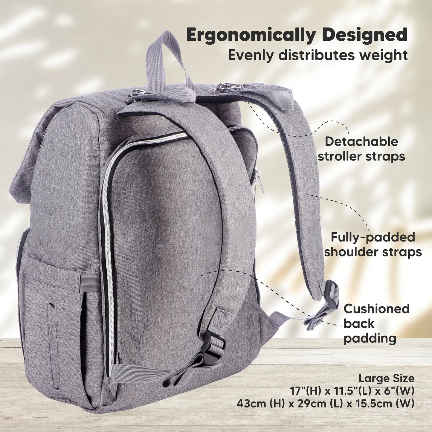 KeaBabies - KeaBabies Explorer Diaper Bag Backpack (Classic Gray) (7378801033394)