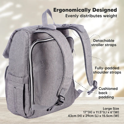 KeaBabies - KeaBabies Explorer Diaper Bag Backpack (Classic Gray) (7378801033394)