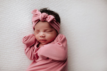 Three Little Tots - Knotted Newborn Gown - Rose