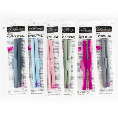 Brightberry - Silicone Straws with Stopper (Set of 2)